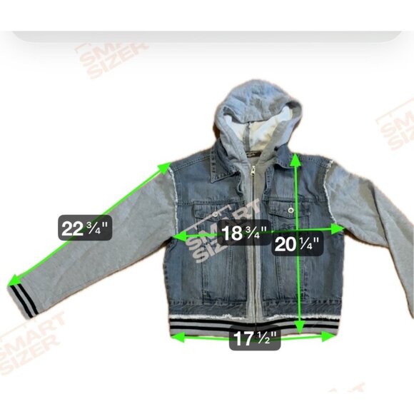 Buffalo Hoodie Jacket Youth XL 18 Denim Embroidered Scorpion Back & Gray Sleeves - Picture 6 of 6